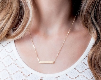 Personalized Bar Necklace: Sterling Silver, Custom Nameplate