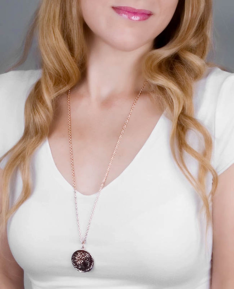 Rose Gold Coin Necklace Ancient Coin Replica Necklace Red Etsy