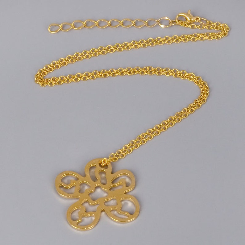 Gold Flower Necklace, Filigree Jewelry, Gold Necklace, Lace Flower Pendent, Bridesmaid Necklace, Gold Bridal Jewelry, Everyday Necklace image 5