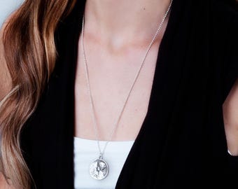 Sterling Silver Greek Coin Necklace: Ancient Replica Medallion