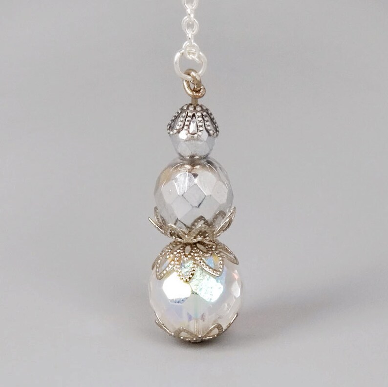 Silver Crystal Necklace Sterling Silver Necklace Long Etsy