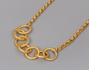 Simple Gold Necklace, Gold Chain Necklace, Links Circles Necklace, Layering Necklace, Choose Your Length, Womens Jewely, Gold Chainmaille