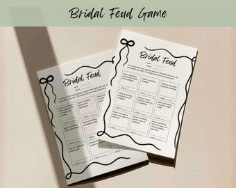 Minimalist Bridal Shower Family Feud Game Bachelorette Games Printable Modern Bridal Shower Games Wedding Games Printable