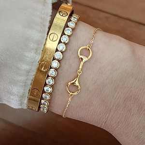 Delicate Snaffle Bracelet, Gold silver Snaffle Bit Bracelets, Equestrian Horse Lover Jewelry, Buckle Horse Bit  Bracelet, Christmas Gift