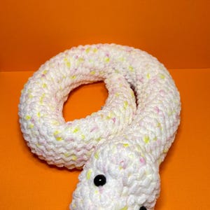 Soft Snake Plushie Toy - Yellow and Pink Speckled - Amigurumi