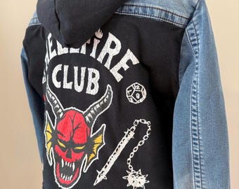 Upcycled Denim Jacket – Demon Graphic | Handmade | One of a Kind