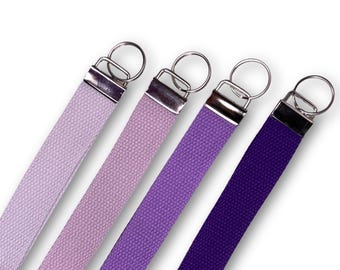 Handmade Cotton Webbing Wristlet Keychain | Purple Key Fob Lanyard
