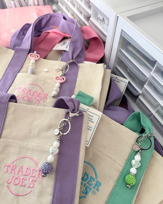 Personalized Canvas Mini Tote Bag with Custom Initial Keychain, Bookish Bag Charm