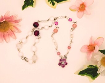Pink Crystal Flower Necklace