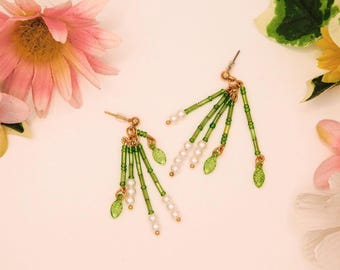 White Hyacinth Themed Dangling Earrings