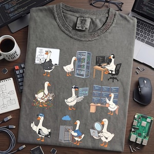 おかしなガチョウのソフトウェアエンジニアシャツ、面白いコーディングミームTシャツ、プログラマーギフト、コンピューターオタク開発者シャツ、データサイエンティストトップス