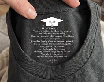 Personalized Hidden Message Shirt for Son, Daughter, You Did It Graduation Shirt, Class 2026 Grad Idea Gift, Gift from Mom