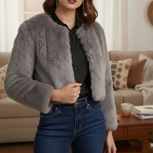 Aliva Faux Fur Crop Top