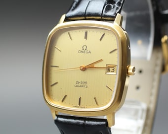 OMEGA De Ville de 1980, 33 mm, calibre 192.0049, cuarzo, calibre 1332, esfera dorada, vintage para hombre.