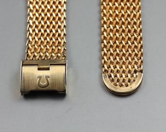 Near MINT OMEGA Milanese/Mesh Band FF595/1148 17mm Gold Plated Men's Vintage