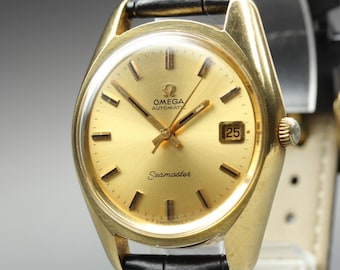 1970 Near MINT OMEGA Seamaster 35mm 166.067 Automatic Gold Dial Men's Vintage