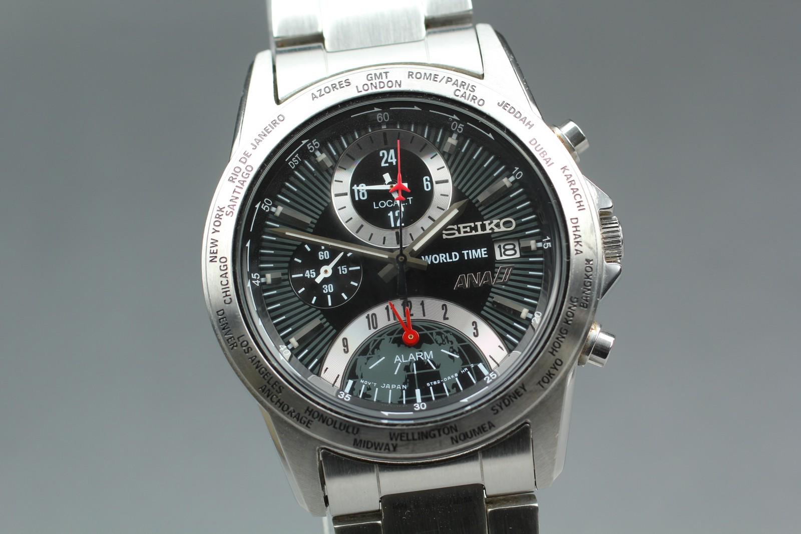 ほぼ新品 / フルセット セイコー ANA ワールドタイム 5T82-0AJ0