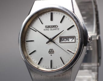 Vintage Seiko King Quartz 9723 8050 Textured Dial Men Twin Quartz