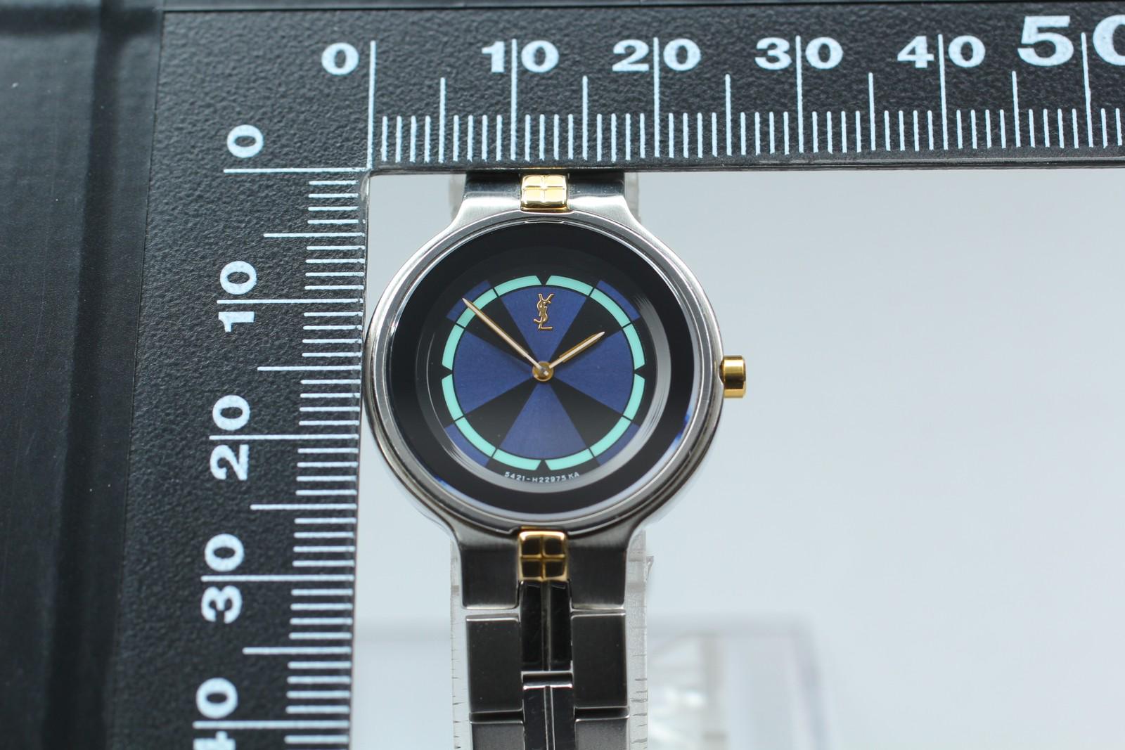 ほぼ新品 ヴィンテージ イヴ・サンローラン 5421-H13855 25mm ブルー