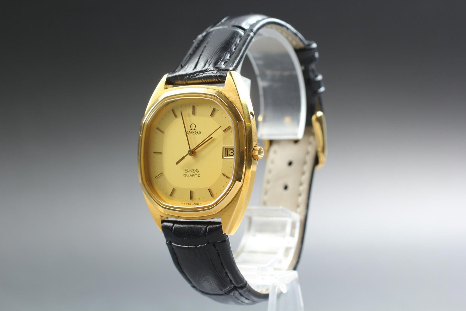 1980 Near MINT OMEGA De Ville 34mm 196.0144 Quartz Gold Dial Men's