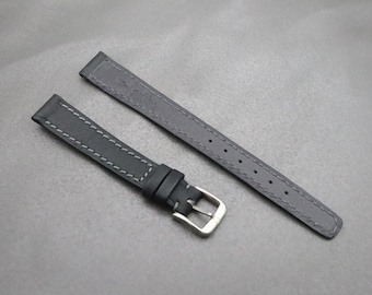 NOS OMEGA Vintage Genuine Black Leather Strap 12mm Silver Buckle Women's #2196