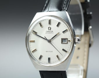 Near MINT OMEGA De Ville 34mm 166.051 Automatic Silver Dial Men's Watch Vintage