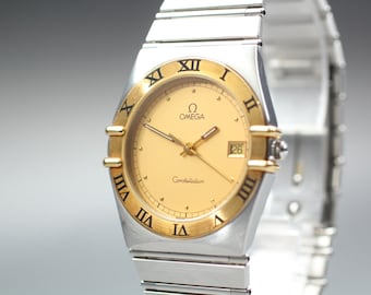 1993 Near MINT OMEGA Constellation 32mm 396.1070.1 Quartz Gold Dial Men Vintage
