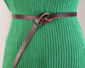 Leather Knot Belt Ladies Skinny Tie Leather Belt