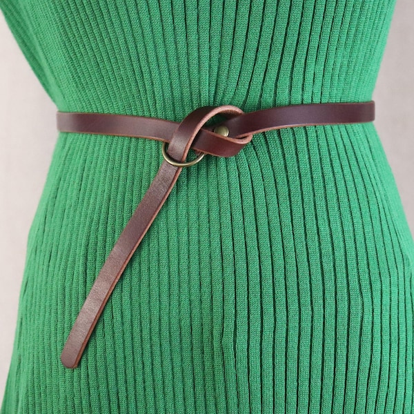 Leather Knot Belt Ladies Skinny Tie Leather Belt