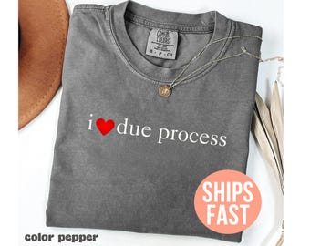 Comfort Colors® I Love Due Process, Legal Rights Awareness Shirt, Funny Constitutional Law T-Shirt, Civil Liberties Graphic Lawyer Gifts