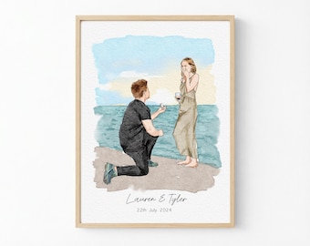 Custom Couple portrait From Photo, Watercolor Wedding/propose Portrait, Engagement Anniversary Gift, Gift For Her/Him, Hand Drawing