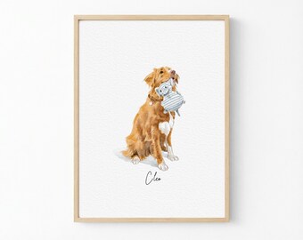 Custom Mini Watercolor Pet Portrait, Tiny Pet Painting From Photo, Personalised Dog memorial Gift, Pet Painting