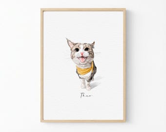 Custom Pet Portrait  From Photo, Mini Pet Watercolor Painting, Pet Memorial Gift, Personalised Dog Illustration, Hand Drawn Pet