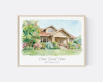 Custom Hand-Painted House Portrait, New Home Housewarming Gift From Photo, Realtor Closing Gift, Wedding Gift, Gift For Husband