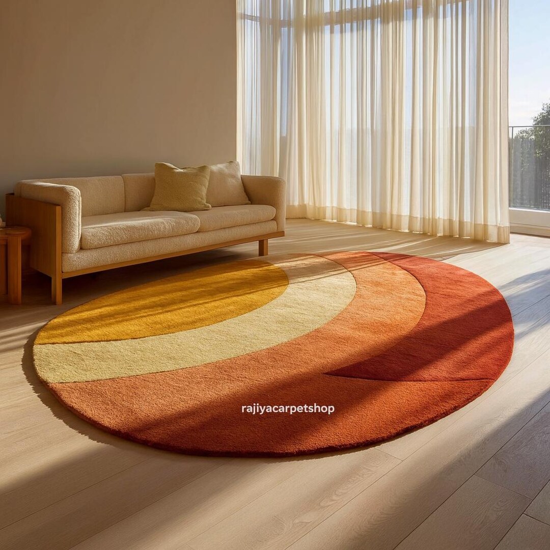 Sunset Radiance Modern Round Area Rug - Etsy