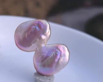 Metallic Grape Purple Baroque Pearl Pair with Blue Overtone, Large Irregular Edison Pearl for Statement Earrings, Bespoke Jewelry Supplies
