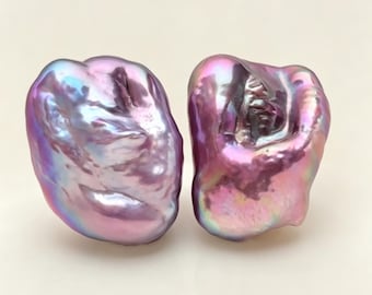 Rare Paired Freshwater Baroque Pearls with Rainbow Luster, Baroque for Artisan Jewelry Design ,NO:525