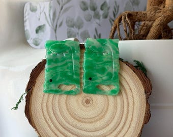 SMERALDA - Orecchini fosforescenti | Orecchini fatti a mano verde marmorizzato | Statement earrings glow in the dark