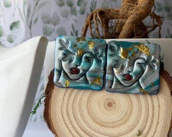 OFELIA – Orecchini artistici ispirati alla delicatezza | Volto femminile in pasta polimerica e resina | Collezione “Sono Io”