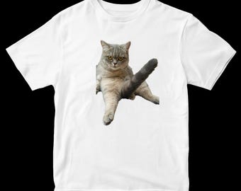 Camiseta divertida de gato: camiseta con pose divertida y gráfico de gato travieso