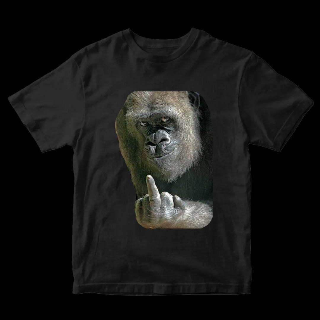 Viral Middle Finger Monkey Meme Tee Funny Animal Graphic T-shirt - Etsy