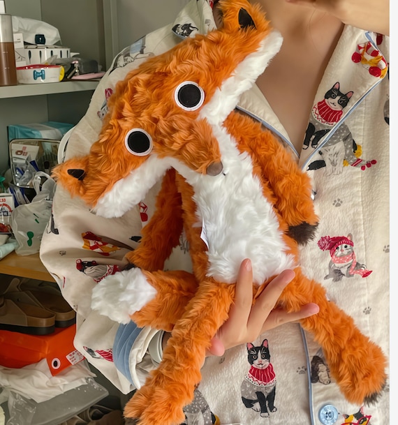 Fun Orange Fox Plush Toy 15.7 Inch - A uniquely soft plush animal, a cute forest-themed nursery decoration, a fluffy and cuddly huggable toy