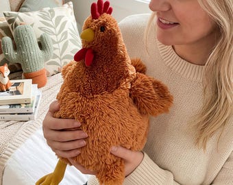 Cecile Hen Plush Toy Stuffed Chicken Doll Soft Plush Farmhouse Decor Cute Rooster Hen Gift Kawaii Animal Plush Collectible