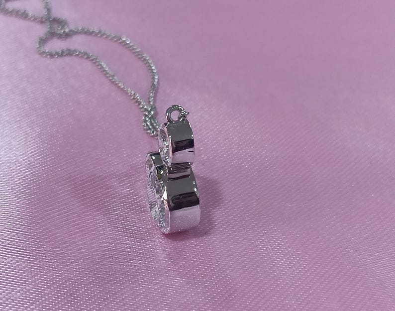 Mickey Mouse-vorm hanger ketting | 14 kt witgoud verguld sterlingzilver, gesimuleerde diamant, 18" afbeelding 4