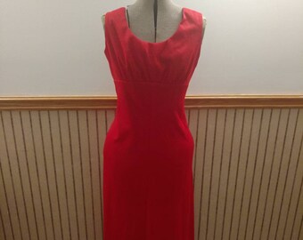 Vintage 1960s Red Dress Prom Formal Maxi Original by Perfect Junior of Toronto