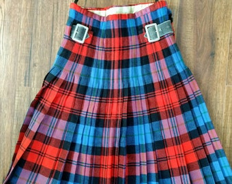 Red Plaid Kilt Vintage Wool Thos Gordon and Sons Highland Dress Manufacturers Made in Scotland Size Extra Small Mens Boy Youth