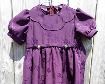 Toddler Dress Purple Handmade Mennonite Puffed Sleeves 23" Chest 22" Length