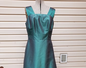 Vintage Iridescent Green Dress Formal Gown Christmas Party NYE