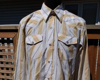 Vintage Western Shirt with Pearly Snaps Cowboy 80s 90s Size XXL 45" Chest