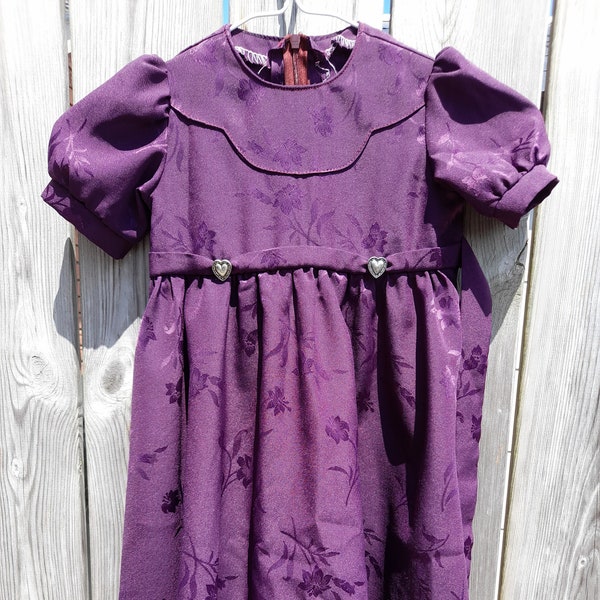 Toddler Dress Purple Handmade Mennonite Puffed Sleeves 23" Chest 22" Length